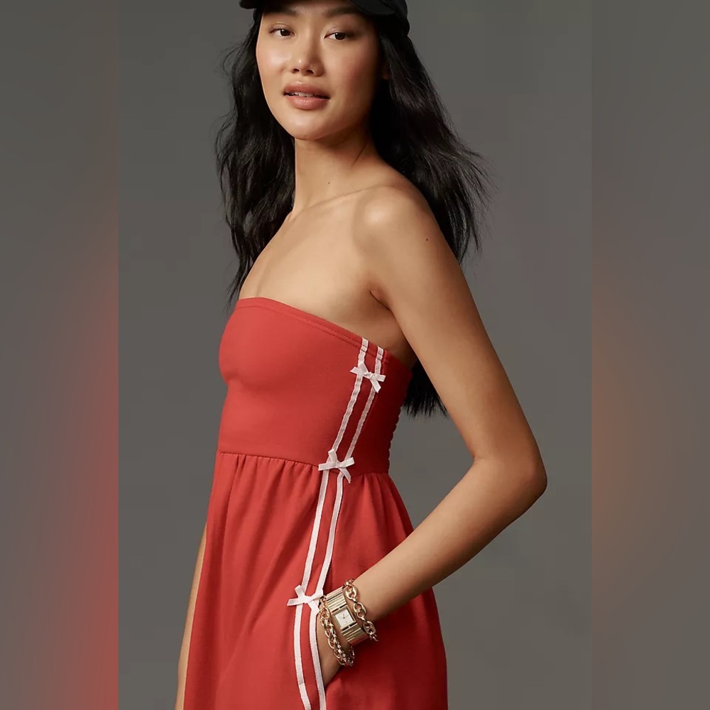 Daily Practice Strapless Side Bow Midi Dress - Picture 2 of 16